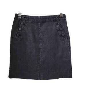 Gap Size 2 Washed Black / Gray Stretch Denim Sailor Button Pencil Skirt